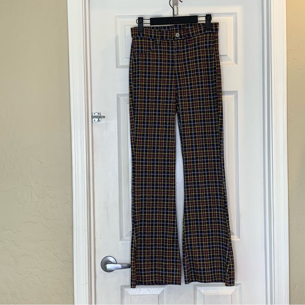 American Eagle Knit High-Waisted Kick Boot Plaid Pant Size 2 - Picture 8 of 9